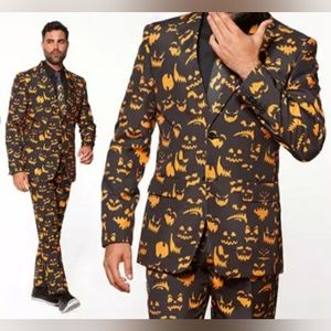 NEW Braveman Halloween Pumpkin Patch Suit & Tie (3 Peice) Mens Size 46S/40W